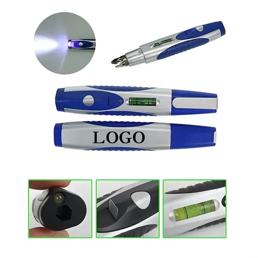 Screwdriver Tool Kit in Pen Shape w/ LED and Level Meter