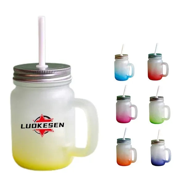 14.5OZ Gradient Tumbler Mason Cup With Handle