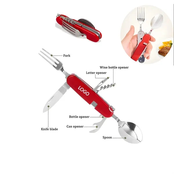 6-in-1 Detachable Camping Flatware Set With Openner & Blade