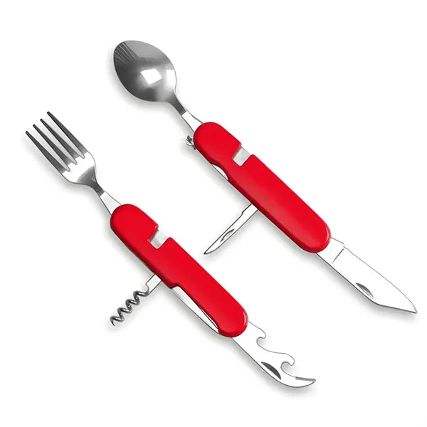 6-in-1 Detachable Camping Flatware Set With Openner & Blade