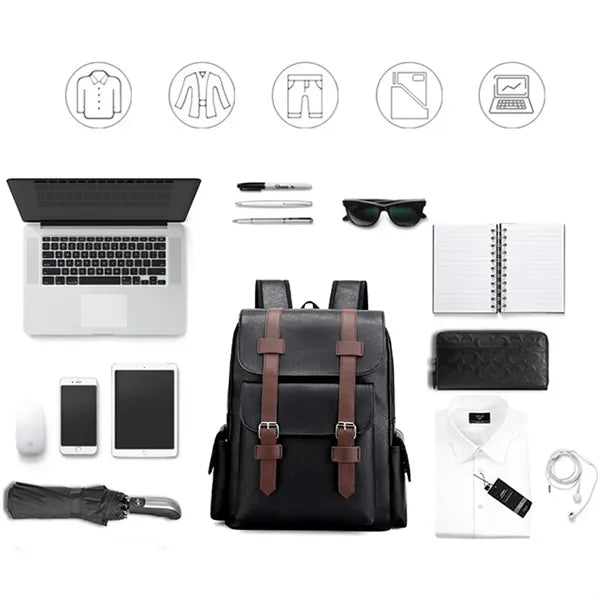 Large Capacity PU Leather Backpack