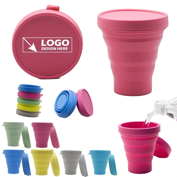 10.9OZ Portable Outdoor Camping Foldable Silicone Water Cup