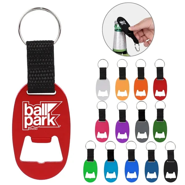 Oval Aluminum Bottle Opener w/ Key Ring