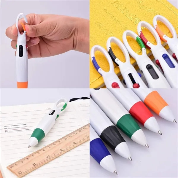 Plastic Carabiner 4-in-1 Retractable Ballpoint Pens