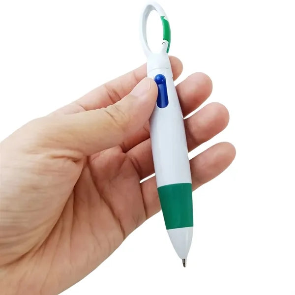 Plastic Carabiner 4-in-1 Retractable Ballpoint Pens