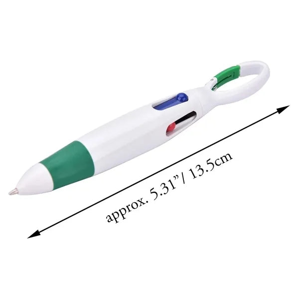 Plastic Carabiner 4-in-1 Retractable Ballpoint Pens