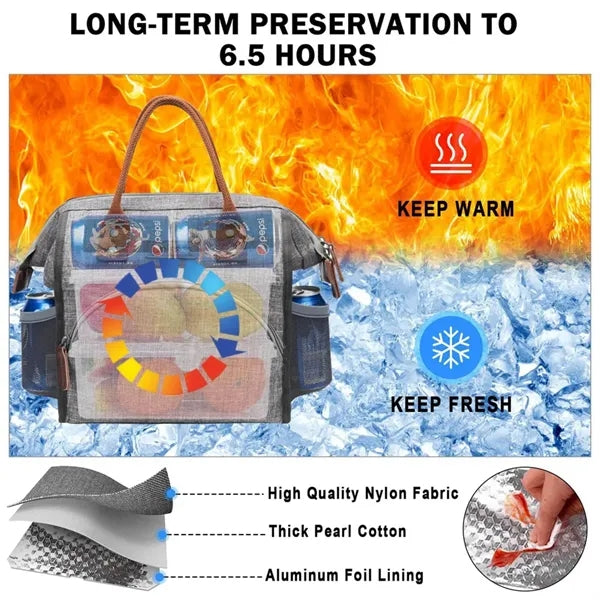 Wide-Open Insulated Lunch Box Tote Bag