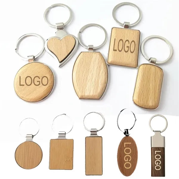Rectangle Metal Bamboo Keychains Laser Engraving