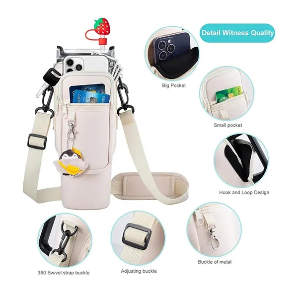 Neoprene Cup Sleeve With Strap And Pocket