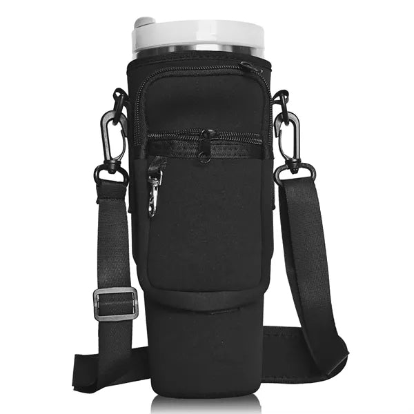 Neoprene Cup Sleeve With Strap And Pocket
