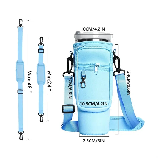Neoprene Cup Sleeve With Strap And Pocket