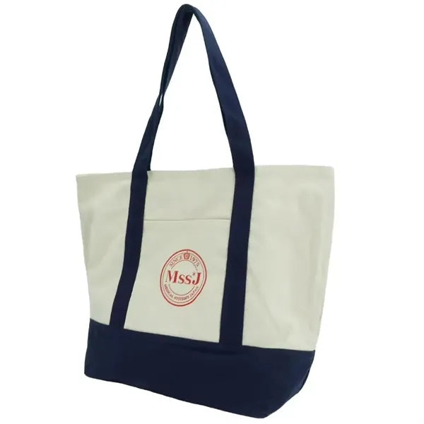 Stylish Canvas Tote Bag with an External Pocket