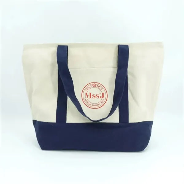 Stylish Canvas Tote Bag with an External Pocket