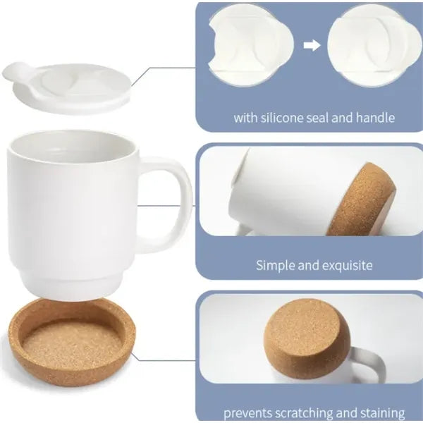 13 Oz Ceramic Cup with Cork Base