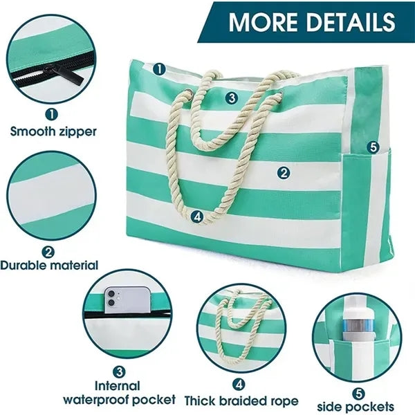 Waterproof Large Beach Tote Bag Summer Sand Proof Picnic
