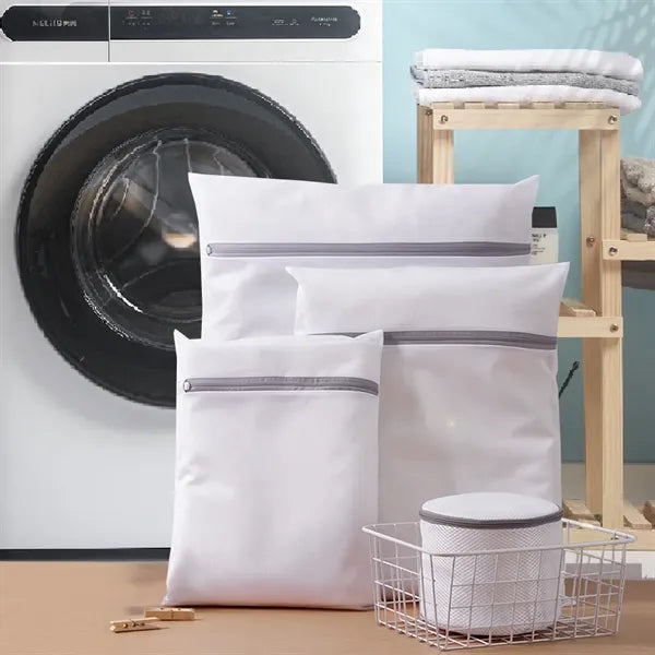 Grey Zipper Mesh Washing Machine Wash Laundry Bag