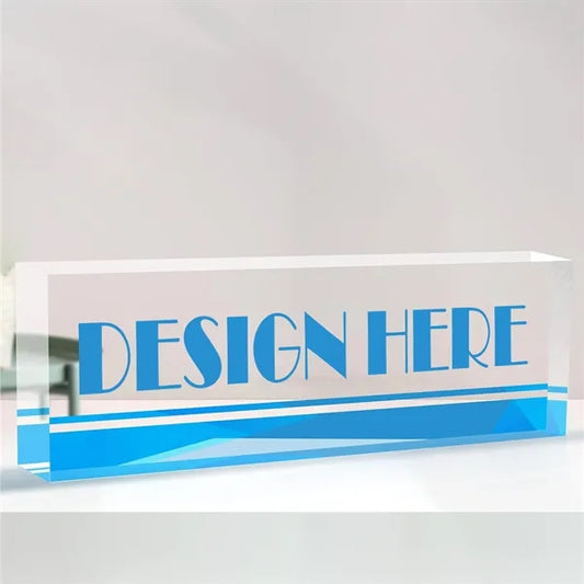 Acrylic Desk Block with Logo Executive CEO Plaque Cube