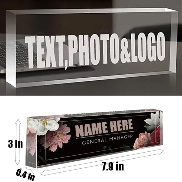 Acrylic Desk Block with Logo Executive CEO Plaque Cube