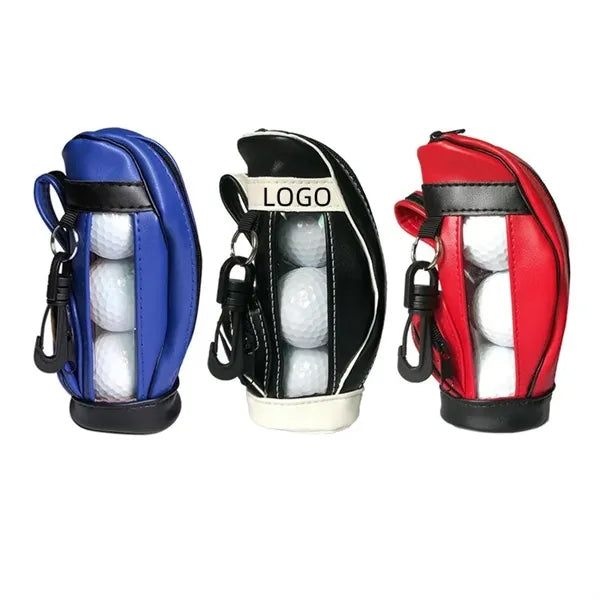 Portable Vegan Leather Golf Zipper Bag Set With Three Balls