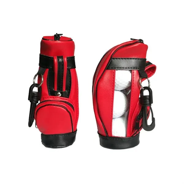 Portable Vegan Leather Golf Zipper Bag Set With Three Balls