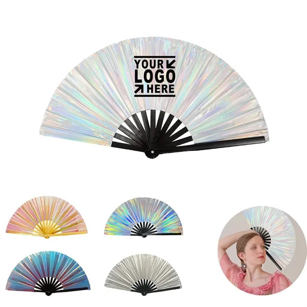 Laser Gradient Color PVC Handheld Fans