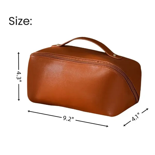 Large Capacity PU Leather Travel Makeup Bag with Dividers