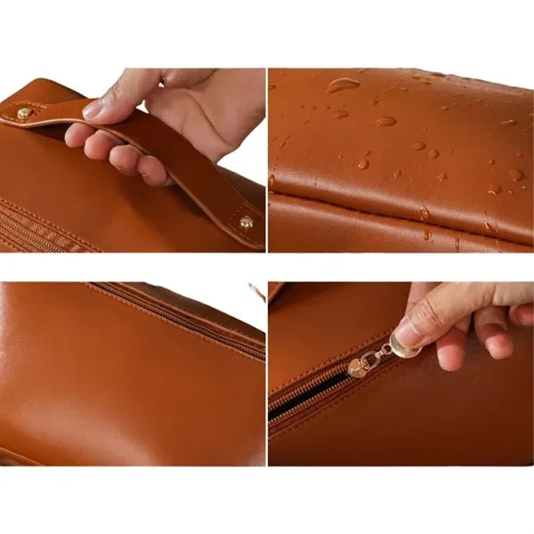 Large Capacity PU Leather Travel Makeup Bag with Dividers