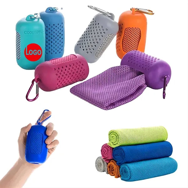 Quick Drying Ice Towel With Hanging Silicone Case