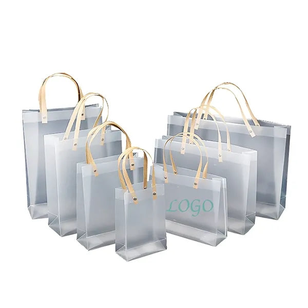 Transparent Plastic Shopping Bag Handle Retail Boutique