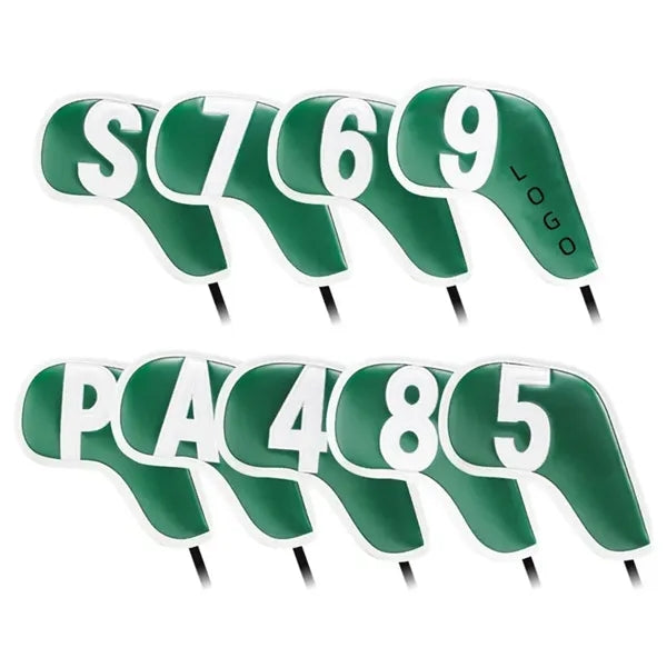 9pcs/set PU Vegan Leather Golf Iron Club Rod Head Cover