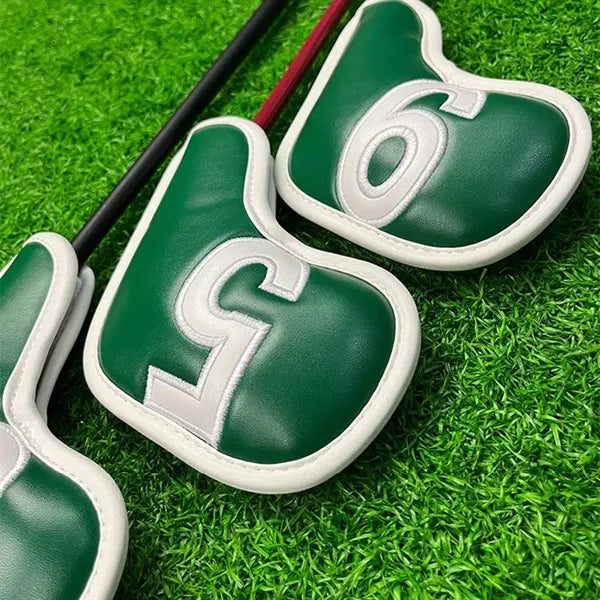 9pcs/set PU Vegan Leather Golf Iron Club Rod Head Cover