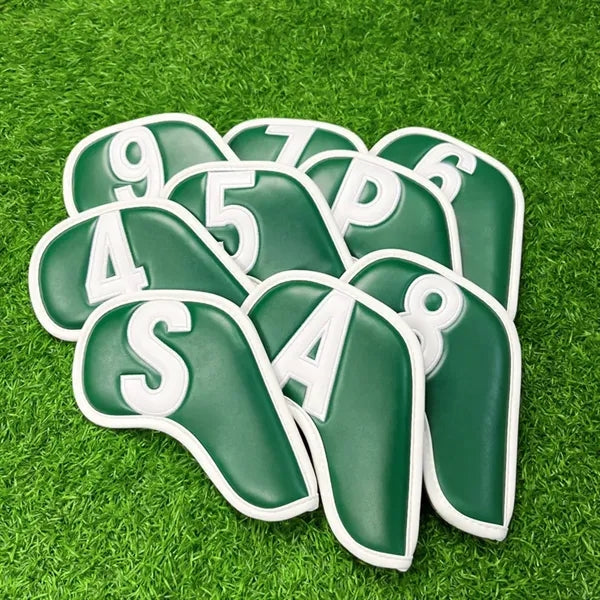 9pcs/set PU Vegan Leather Golf Iron Club Rod Head Cover