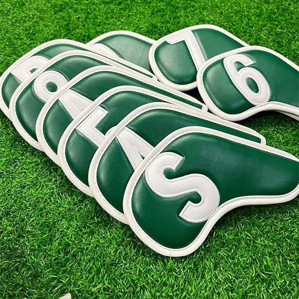 9pcs/set PU Vegan Leather Golf Iron Club Rod Head Cover