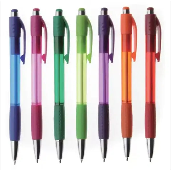 Colorful translucent barrel ballpoint pen with custom logo