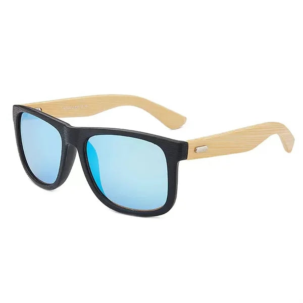 Black Bamboo Wood Grain Frame Polarized Sunglasses