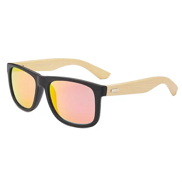 Black Bamboo Wood Grain Frame Polarized Sunglasses