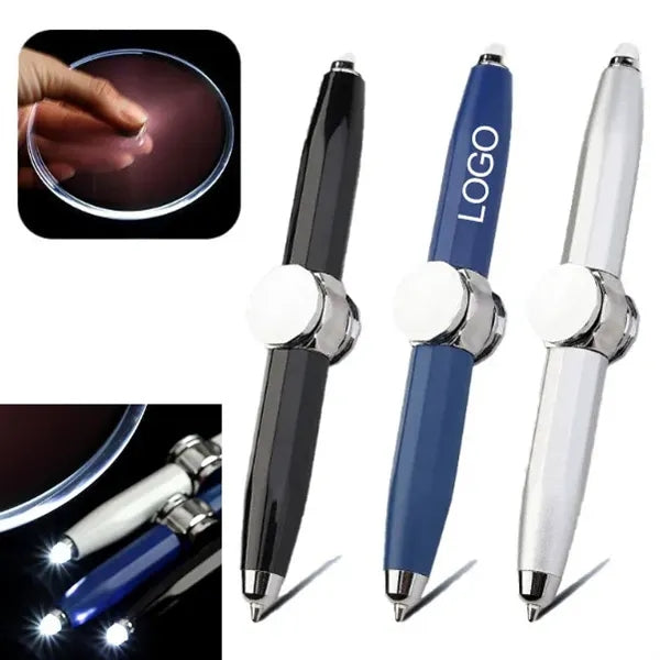 Fidget Spinner Ballpoint Pen w/ LED Light