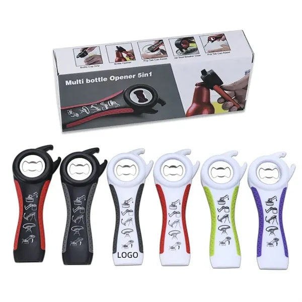 Portable 5 in 1 Can Lid Opener Bottle Starter Plastic Grip
