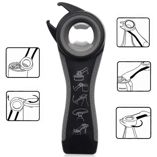 Portable 5 in 1 Can Lid Opener Bottle Starter Plastic Grip