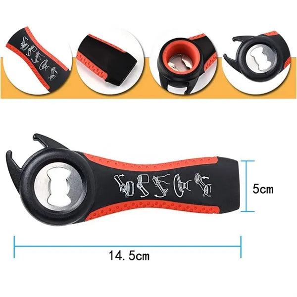 Portable 5 in 1 Can Lid Opener Bottle Starter Plastic Grip