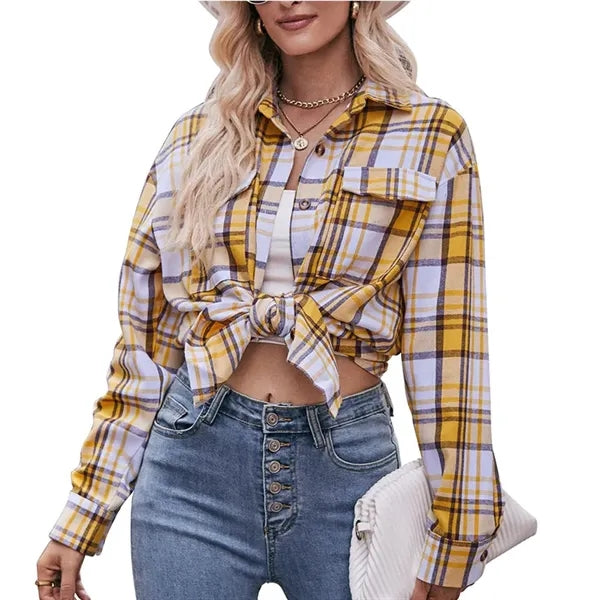 Women's Flannel Long Sleeve Shirts Plaid Shacket