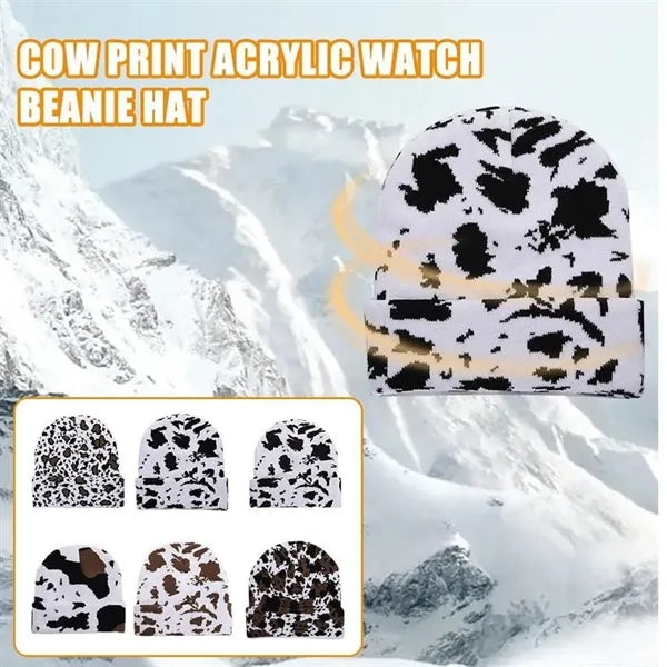 Cow Print Highland Beanie