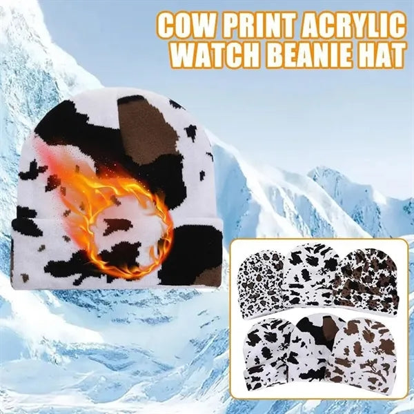 Cow Print Highland Beanie