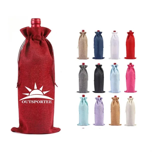Burlap Wine Gift Bags with Drawstring