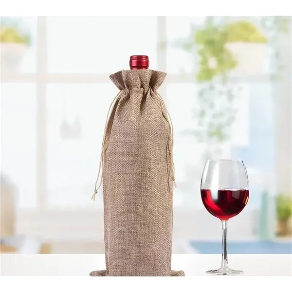 Burlap Wine Gift Bags with Drawstring