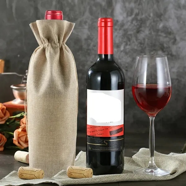 Burlap Wine Gift Bags with Drawstring