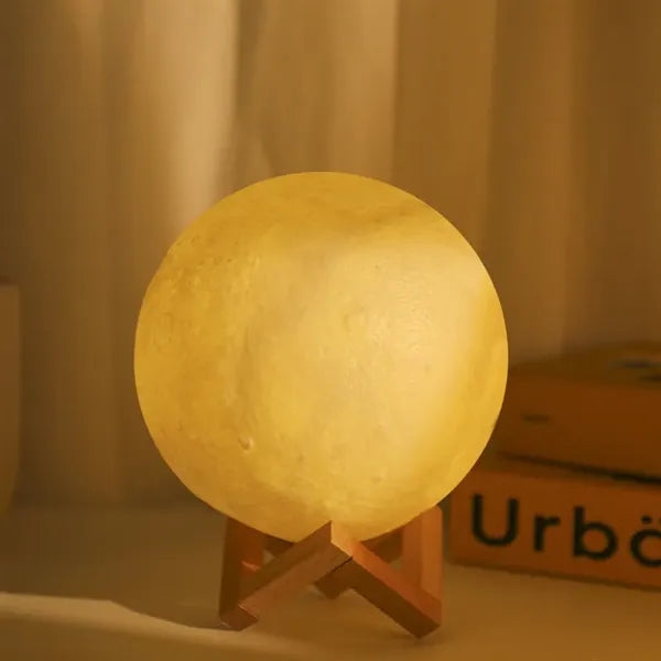 Led Warm Night Light Rechargeable 3d Galaxy Moon Lamp