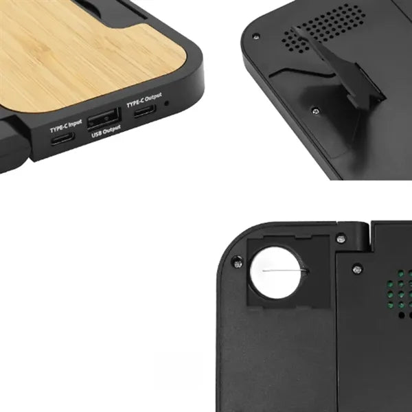 Bamboo 3-in-1 Wireless Charging Pad with Digital Clock