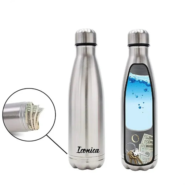Stainless Steel Water Bottle with Hidden Compartment