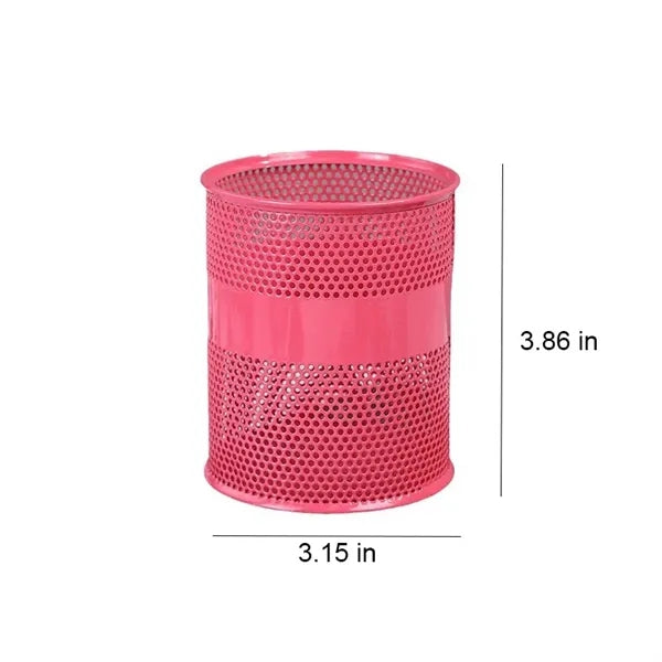 Metal Office Desktop Pen Holder Circular Storage Box